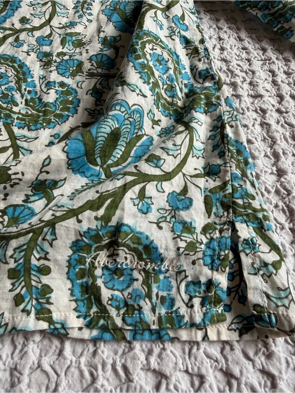 Abercrombie & Fitch Blue Paisley Floral Cotton Crop Top S